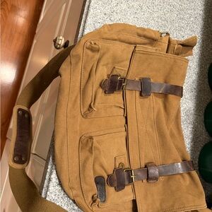 Tan and Brown Berchirly Canvas Messenger Bag